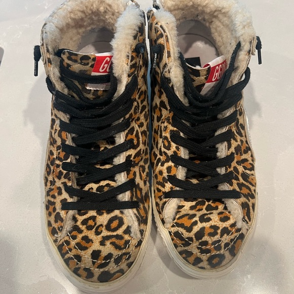 Golden Goose Women's Slide Leopard Print High Top Sneaker